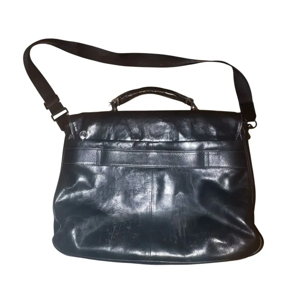 Pelletterie Fiorentine Black Italian Leather 11.5x16 Briefcase